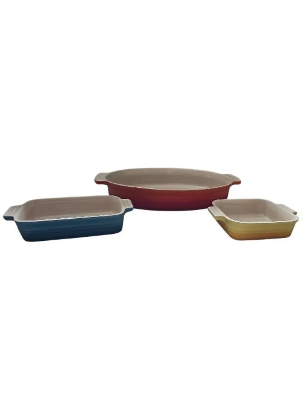 Le Creuset Stoneware Baking Dish 3 Piece Rainbow Casserole Bakeware Oven Safe